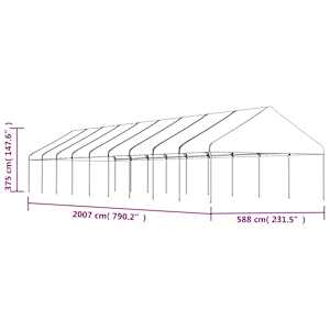 Altán se střechou bílý 20,07 x 5,88 x 3,75 m polyethylen - obrázek 5