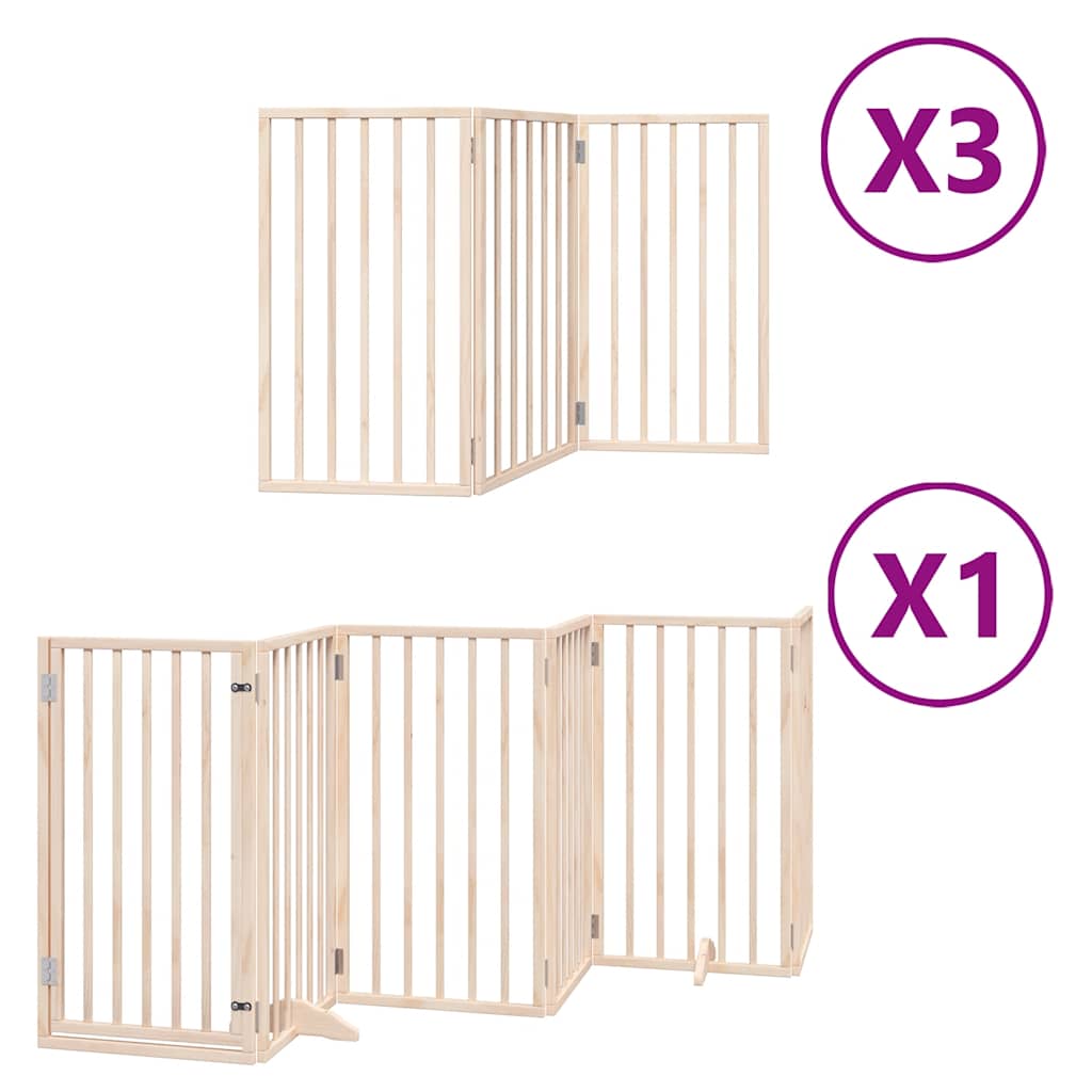 vidaXL Zábrana pro psy s dvířky skládací 15 panelů 750 cm topol