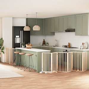 Ograda za pse z vrati zložljiva 15 panelov 750 cm topolovina