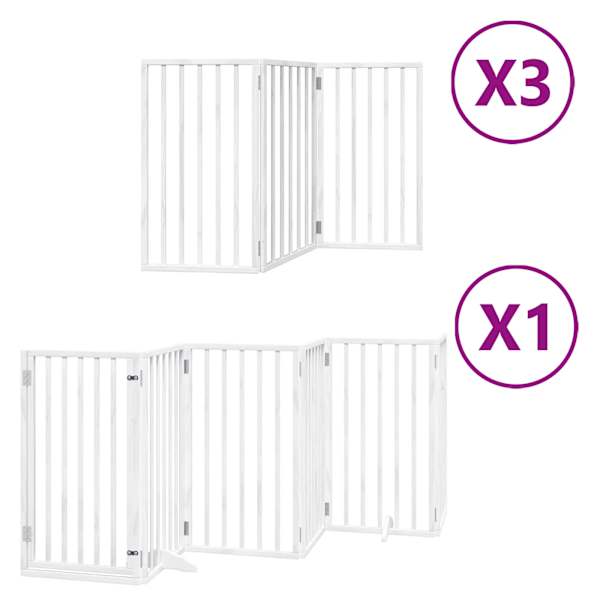 vidaXL kokkupandav koerav&auml;rav uksega, 15 paneeli, valge 750 cm, pappel