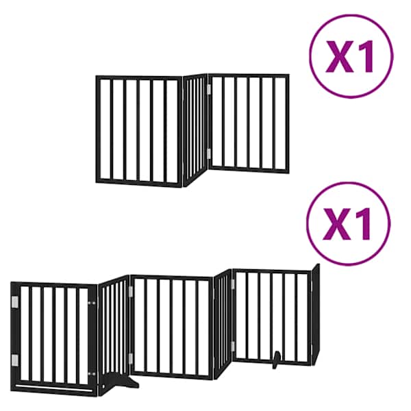 vidaXL kokkupandav koerav&auml;rav uksega, 9 paneeli, must 450 cm, pappel