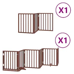 vidaXL kokkupandav koerav&auml;rav uksega, 9 paneeli, pruun 450 cm, pappel