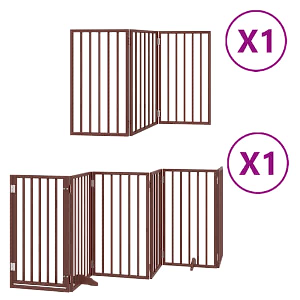 vidaXL kokkupandav koerav&auml;rav uksega, 9 paneeli, pruun 450 cm, pappel