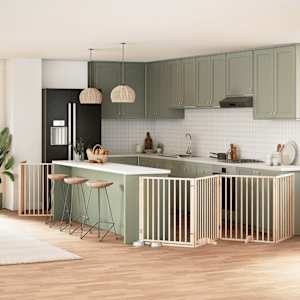 Ograda za pse z vrati zložljiva 6 panelov 480 cm topolovina