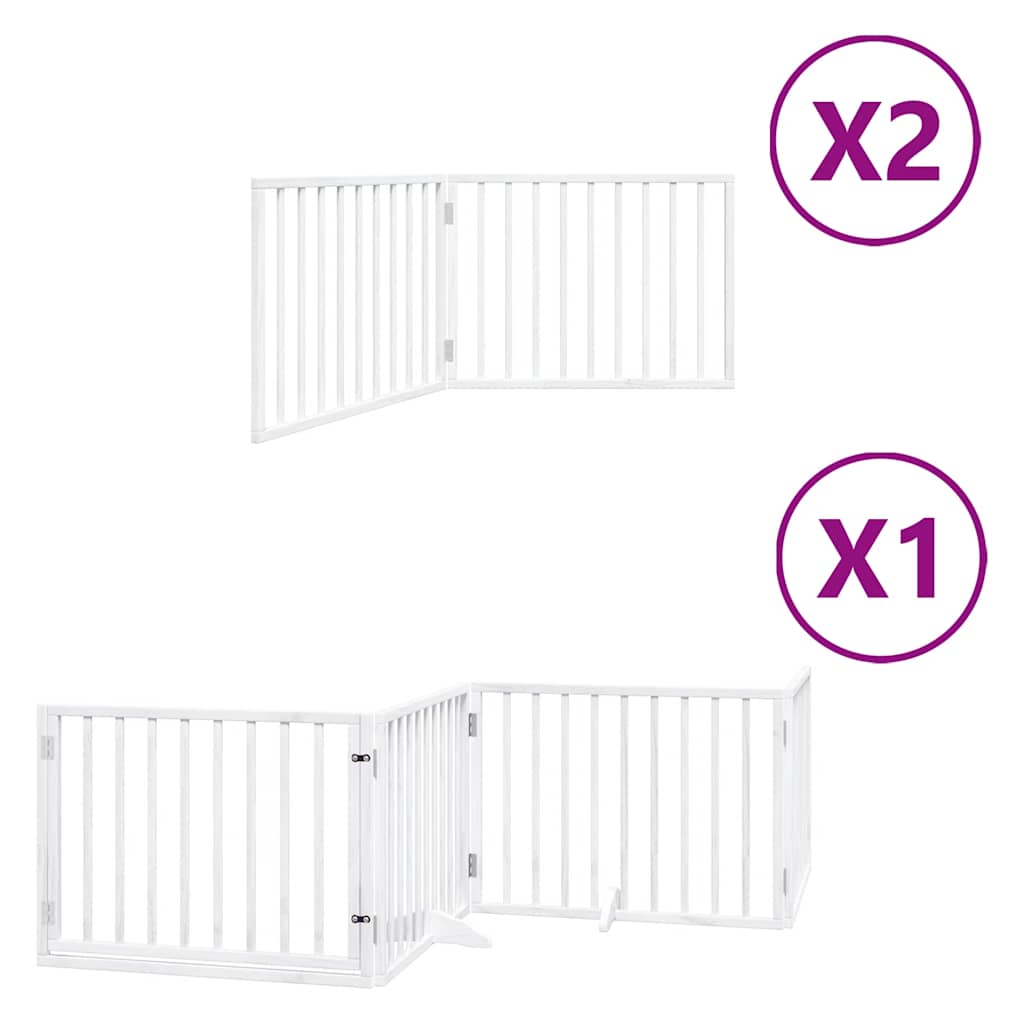 vidaXL Zábrana pro psy s dvířky skládací 8 panelů bílá 640 cm topol