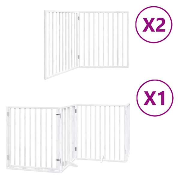 vidaXL kokkupandav koerav&auml;rav uksega, 8 paneeli, valge 640 cm, pappel