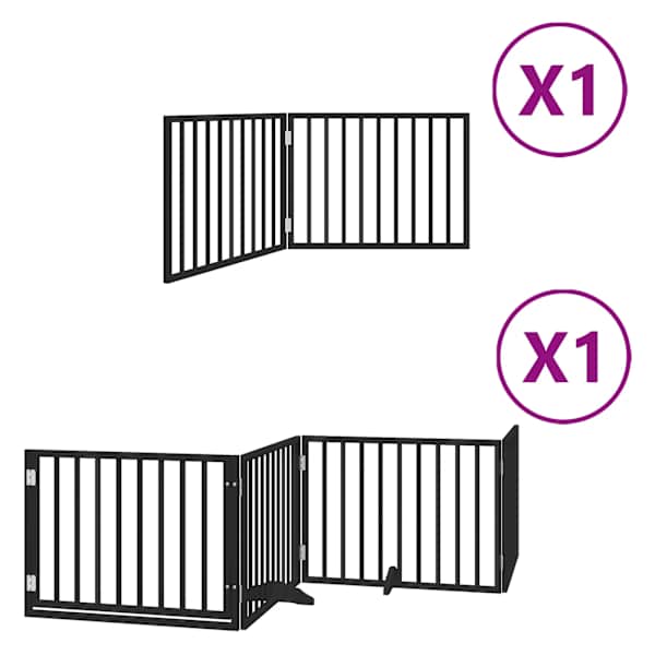 vidaXL kokkupandav koerav&auml;rav uksega, 6 paneeli, must 480 cm, pappel