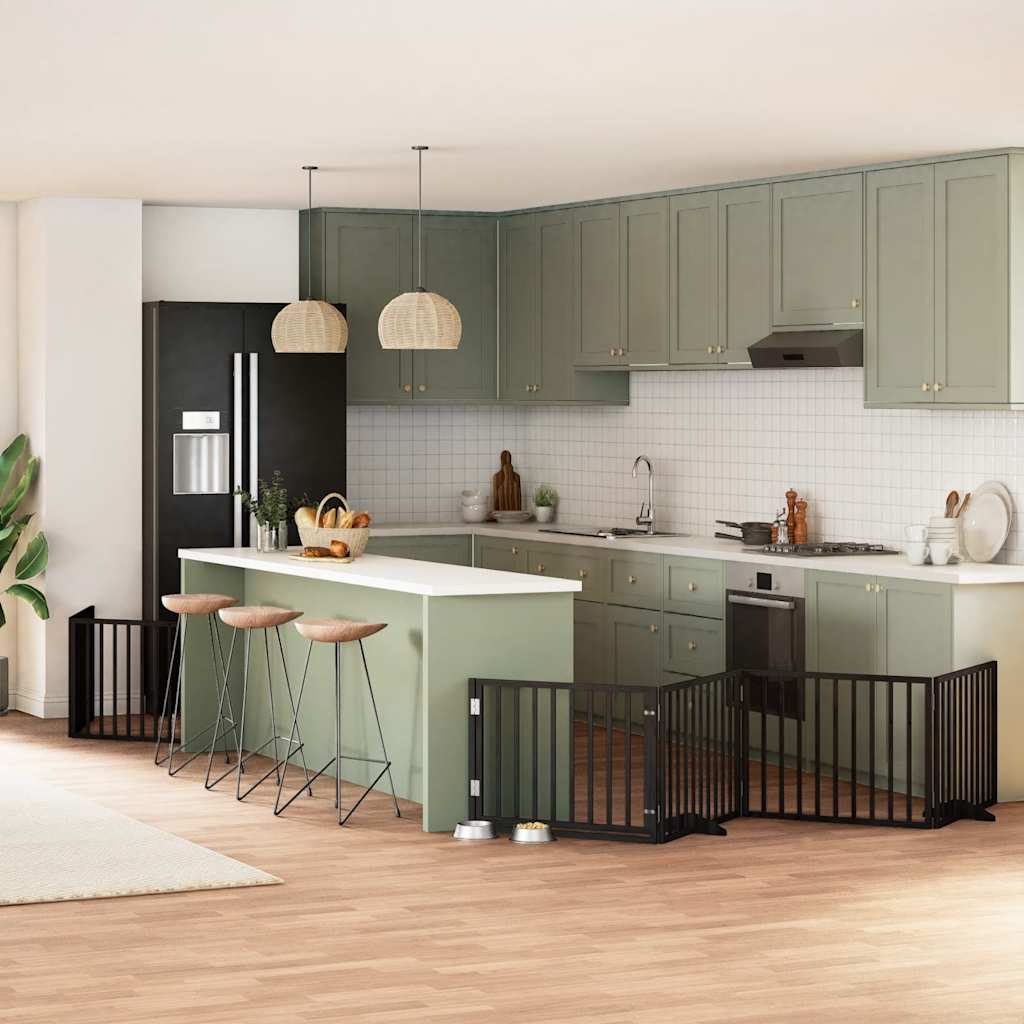 vidaXL Hundeport sammenleggbar 8 paneler svart 640 cm poppeltre