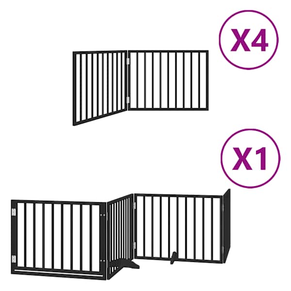 vidaXL kokkupandav koerav&auml;rav uksega, 12 paneeli, must 960 cm, pappel