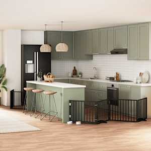 Ograda za pse z vrati zložljiva 12 panelov črna 960 cm les