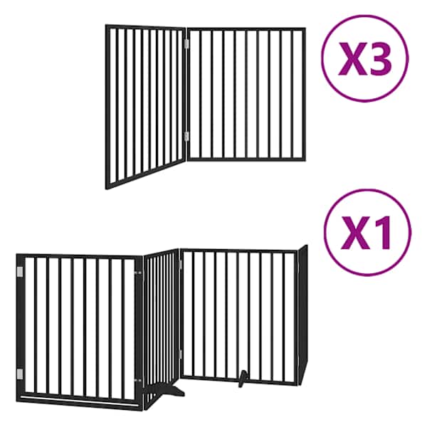 vidaXL kokkupandav koerav&auml;rav uksega, 10 paneeli, must 800 cm, pappel