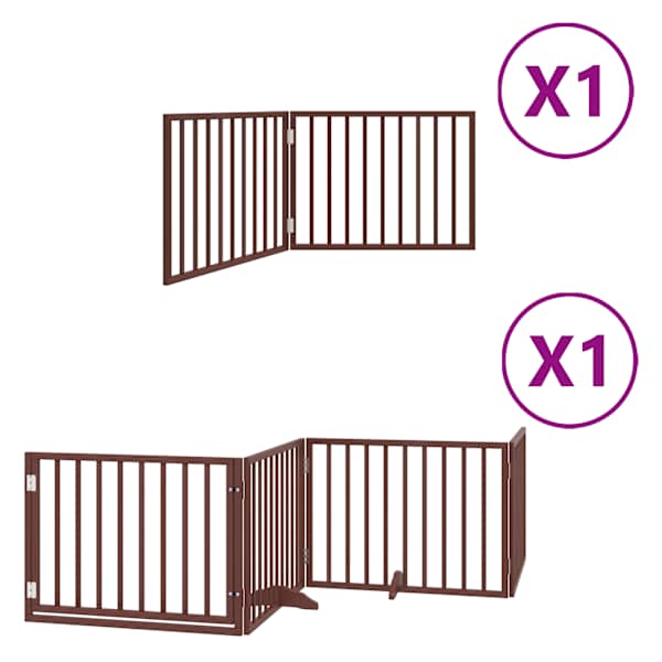 vidaXL kokkupandav koerav&auml;rav uksega, 6 paneeli, pruun 480 cm, pappel