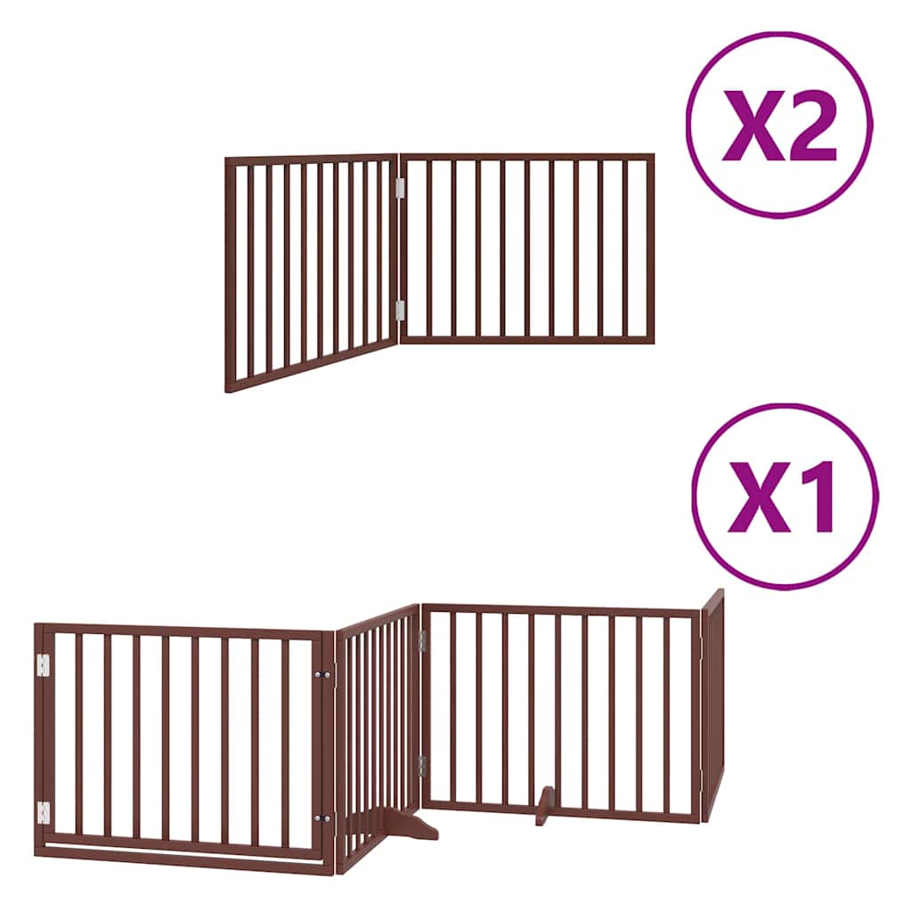 vidaXL Zábrana pro psy s dvířky skládací 8 panelů hnědá 640 cm topol