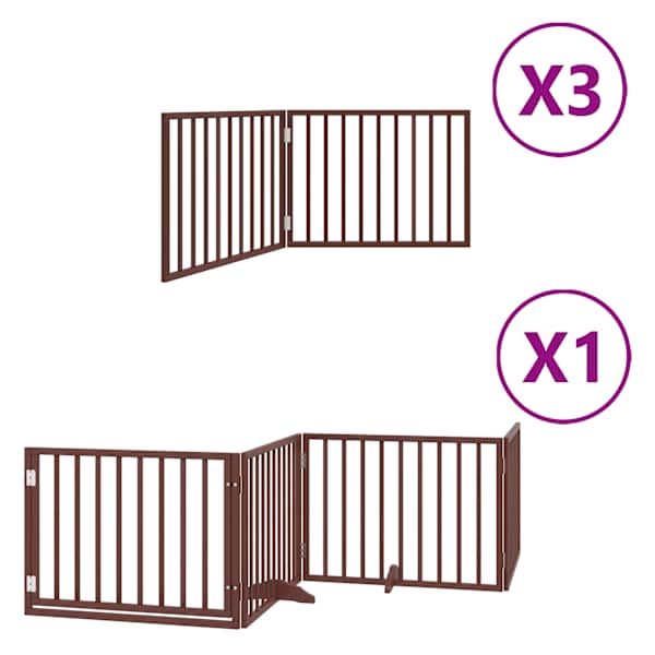 vidaXL kokkupandav koerav&auml;rav uksega, 10 paneeli, pruun 800 cm, pappel