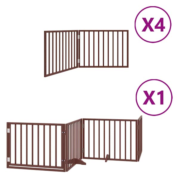 vidaXL kokkupandav koerav&auml;rav uksega, 12 paneeli, pruun 960 cm, pappel