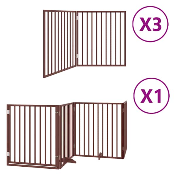 vidaXL kokkupandav koerav&auml;rav uksega, 10 paneeli, pruun 800 cm, pappel