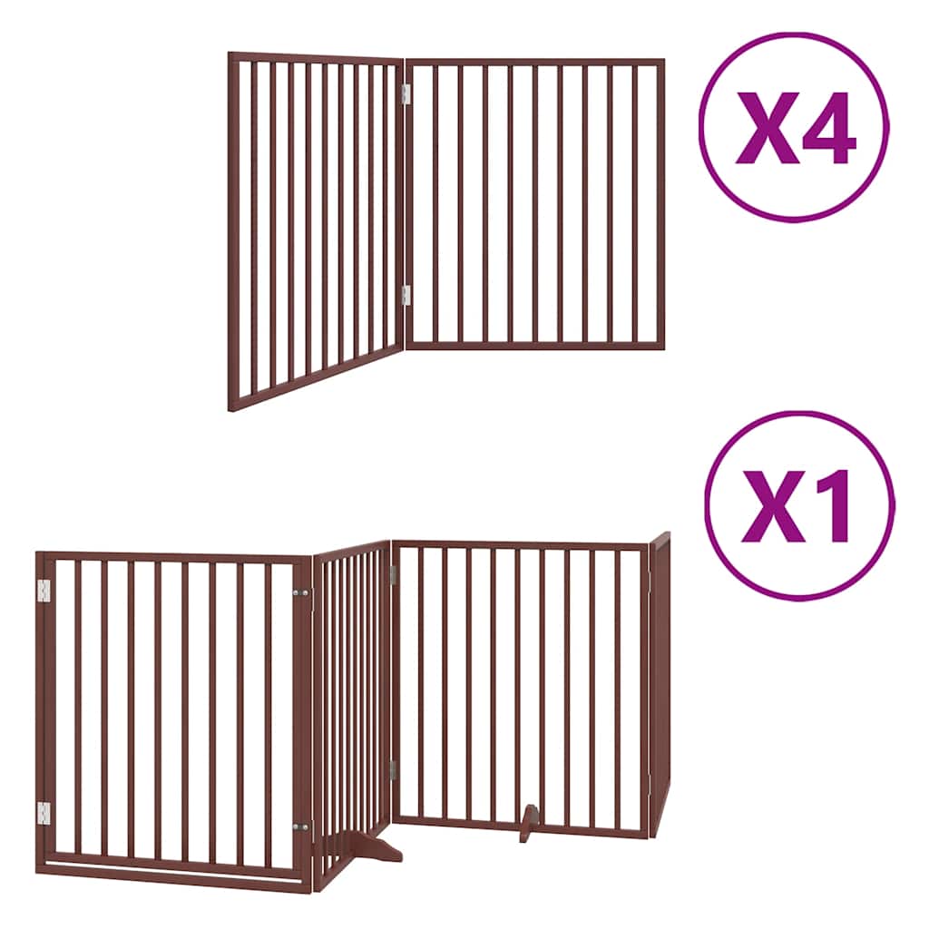 vidaXL Zábrana pro psy s dvířky skládací 12 panelů hnědá 960 cm topol