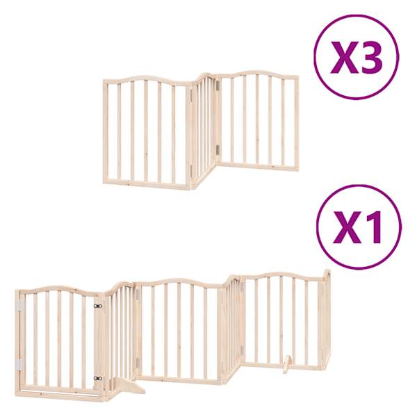 vidaXL kokkupandav koerav&auml;rav uksega, 15 paneeli, 750 cm, paplipuit