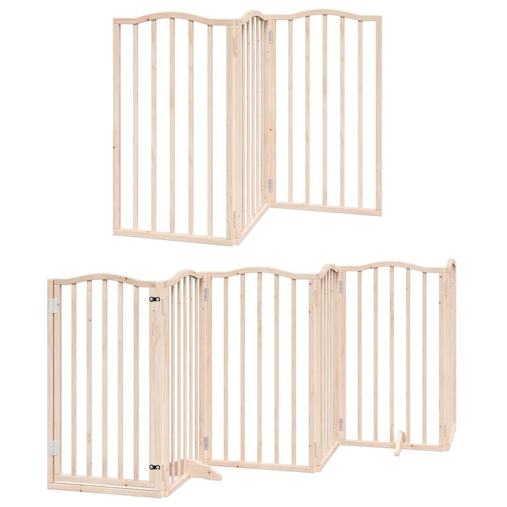 vidaXL Dog Gate with Door Foldable 9 Panels 450 cm Poplar Wood