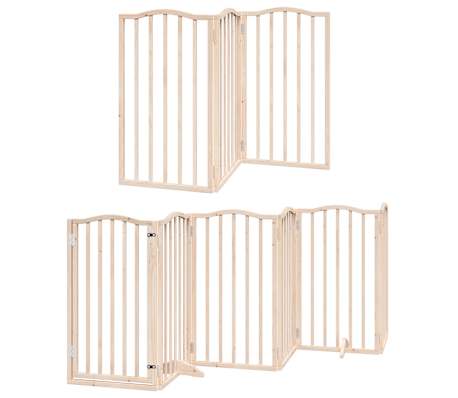 vidaXL Dog Gate with Door Foldable 9 Panels 450 cm Poplar Wood