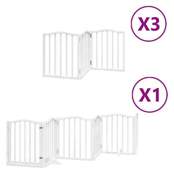 vidaXL kokkupandav koerav&auml;rav uksega, 15 paneeli, valge 750 cm, pappel