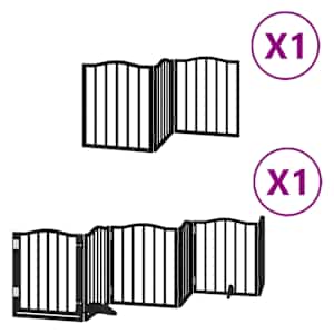 vidaXL kokkupandav koerav&auml;rav uksega, 9 paneeli, must 450 cm, pappel
