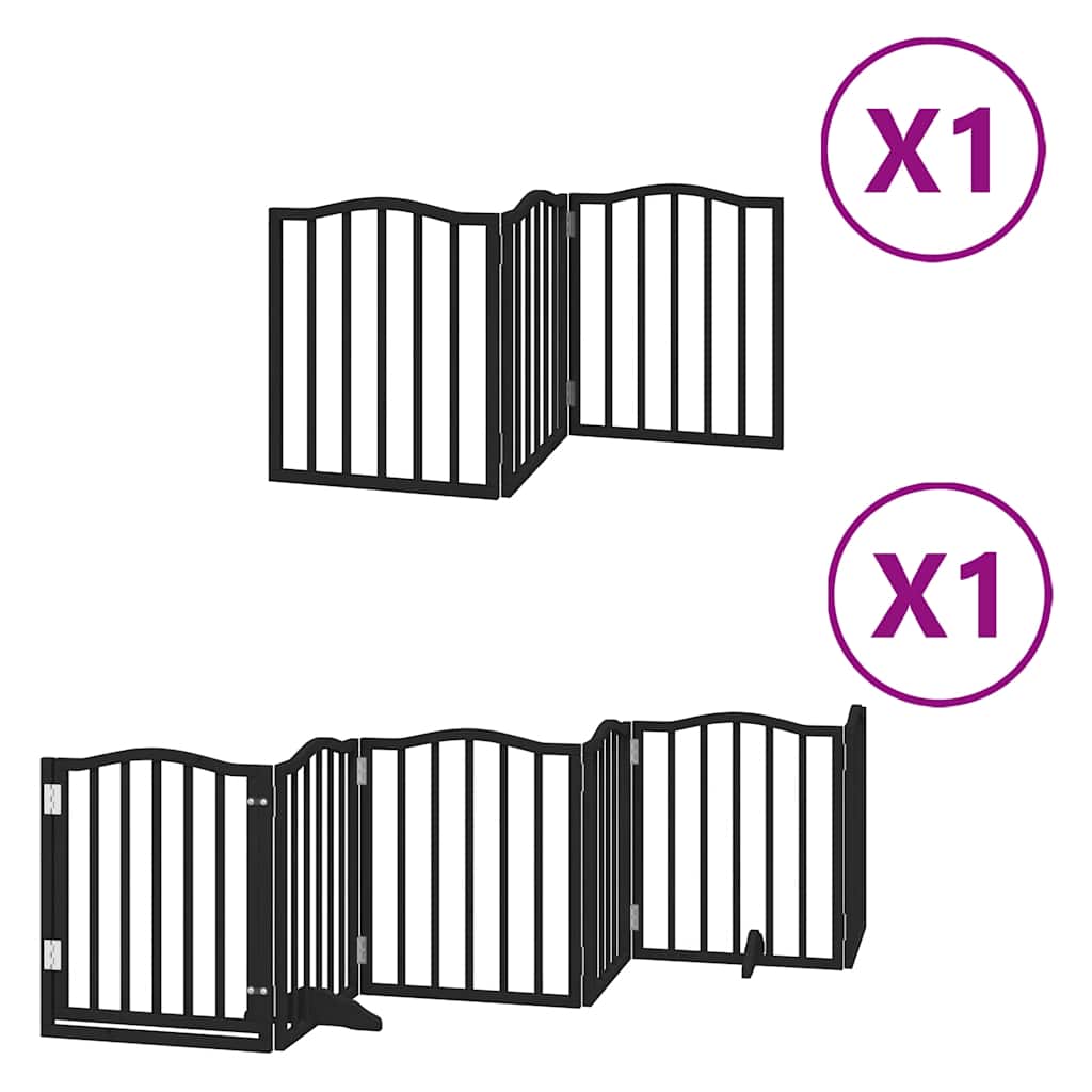 vidaXL Zábrana pro psy s dvířky skládací 9 panelů černá 450 cm topol