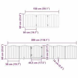 Zábrana pro psy s dvířky skládací 9 panelů hnědá 450 cm topol - obrázek 12