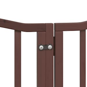 Zábrana pro psy s dvířky skládací 9 panelů hnědá 450 cm topol - obrázek 7