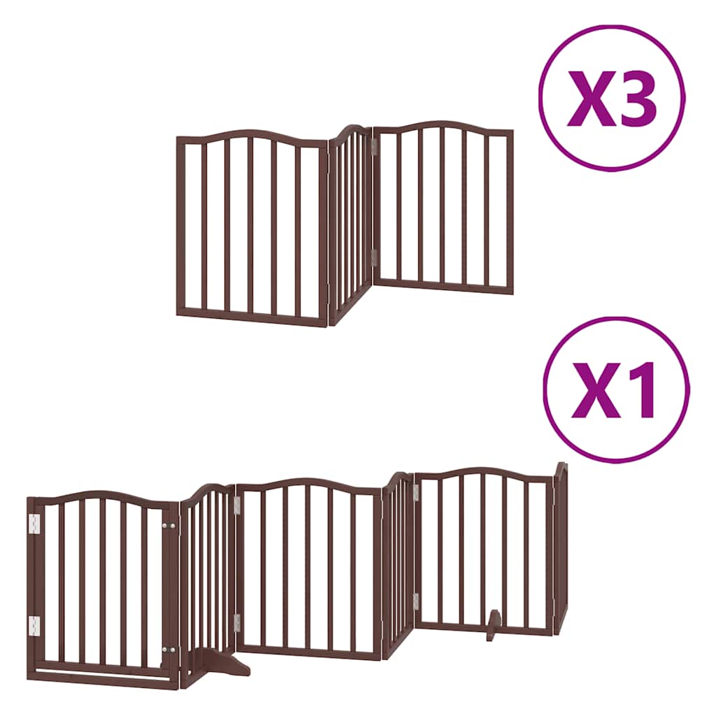 vidaXL Zábrana pro psy s dvířky skládací 15 panelů hnědá 750 cm topol