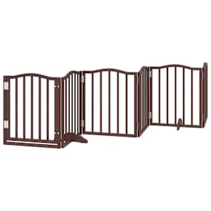 Zábrana pro psy s dvířky skládací 15 panelů hnědá 750 cm topol - obrázek 4