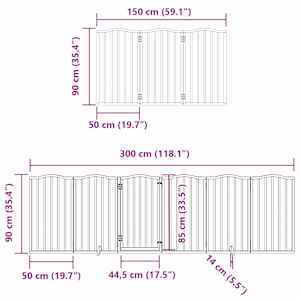 Zábrana pro psy s dvířky skládací 9 panelů hnědá 450 cm topol - obrázek 12