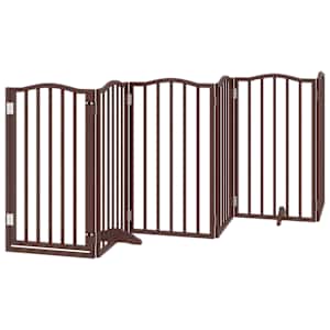Zábrana pro psy s dvířky skládací 9 panelů hnědá 450 cm topol - obrázek 4