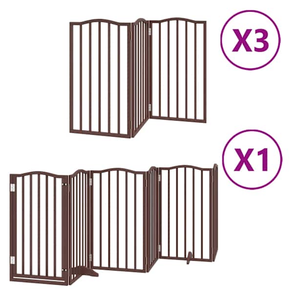 vidaXL kokkupandav koerav&auml;rav uksega, 15 paneeli, pruun 750 cm, pappel