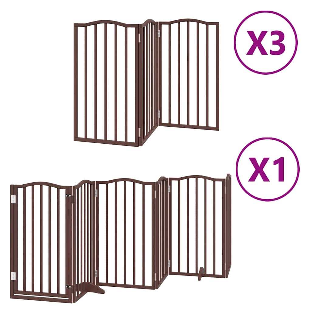 vidaXL Zábrana pro psy s dvířky skládací 15 panelů hnědá 750 cm topol
