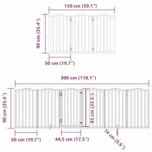 Zábrana pro psy s dvířky skládací 15 panelů hnědá 750 cm topol - obrázek 12