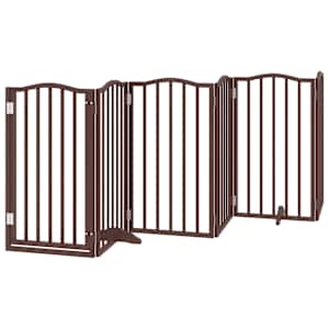 Zábrana pro psy s dvířky skládací 15 panelů hnědá 750 cm topol - obrázek 4