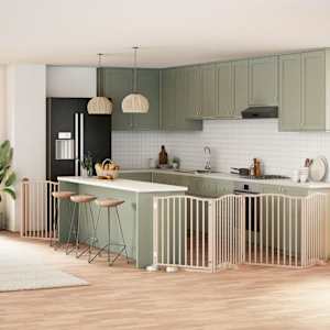 Ograda za pse z vrati zložljiva 8 panelov 640 cm topolovina