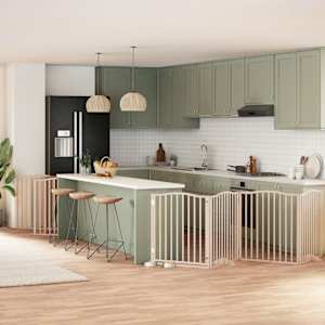 Ograda za pse z vrati zložljiva 12 panelov 960 cm topolovina