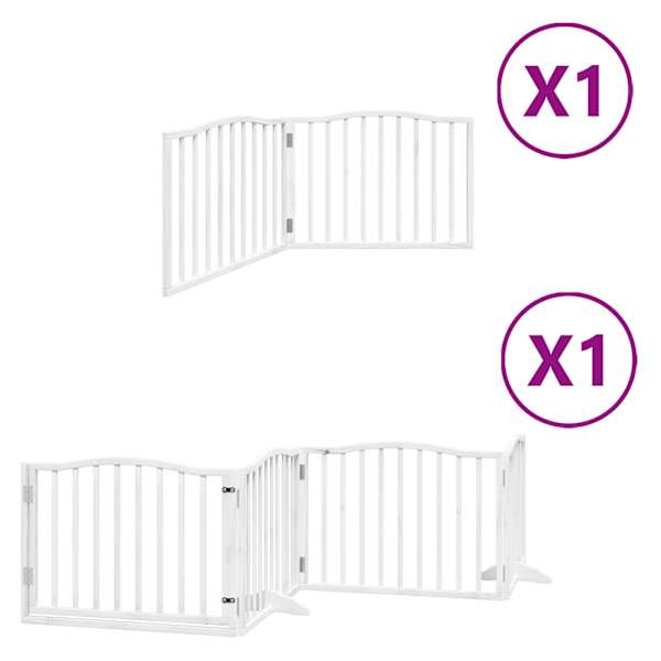 vidaXL kokkupandav koerav&auml;rav uksega, 6 paneeli, valge 480 cm, pappel