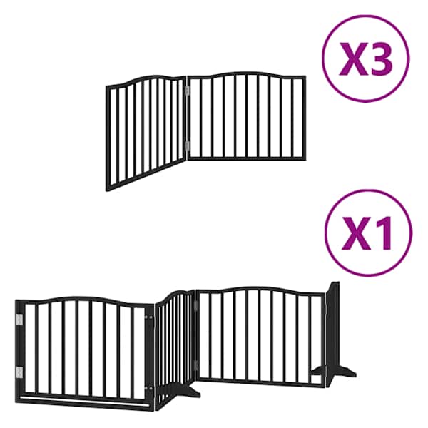 vidaXL kokkupandav koerav&auml;rav uksega, 10 paneeli, must 800 cm, pappel