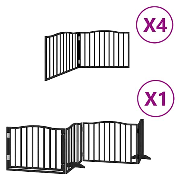vidaXL kokkupandav koerav&auml;rav uksega, 12 paneeli, must 960 cm, pappel
