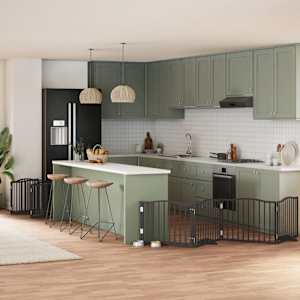 Ograda za pse z vrati zložljiva 12 panelov črna 960 cm les