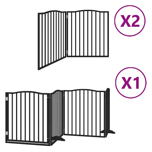 vidaXL kokkupandav koerav&auml;rav uksega, 8 paneeli, must 640 cm, pappel
