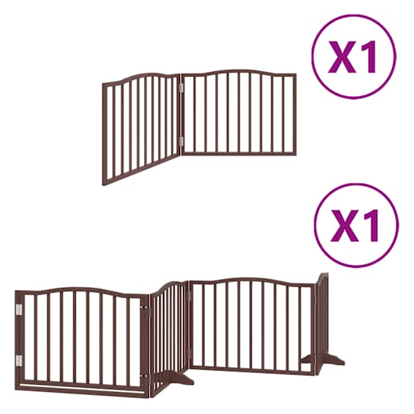 vidaXL kokkupandav koerav&auml;rav uksega, 6 paneeli, pruun 480 cm, pappel