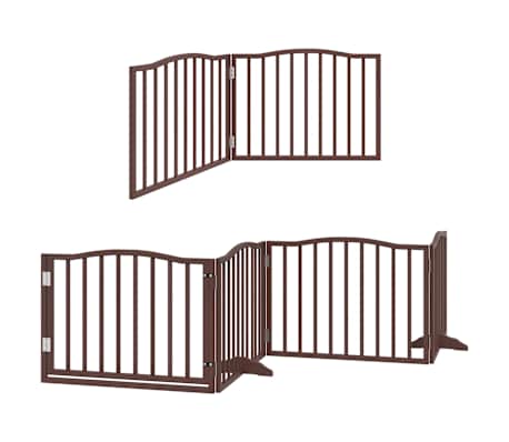 vidaXL Dog Gate with Door Foldable 6 Panels Brown 480 cm Poplar Wood