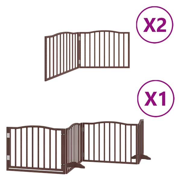 vidaXL kokkupandav koerav&auml;rav uksega, 8 paneeli, pruun 640 cm, pappel
