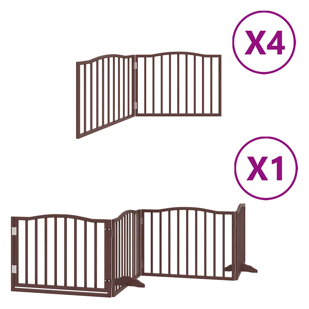vidaXL Zábrana pro psy s dvířky skládací 12 panelů hnědá 960 cm topol
