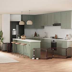 Ograda za pse z vrati zložljiva 12 panelov rjava 960 cm les