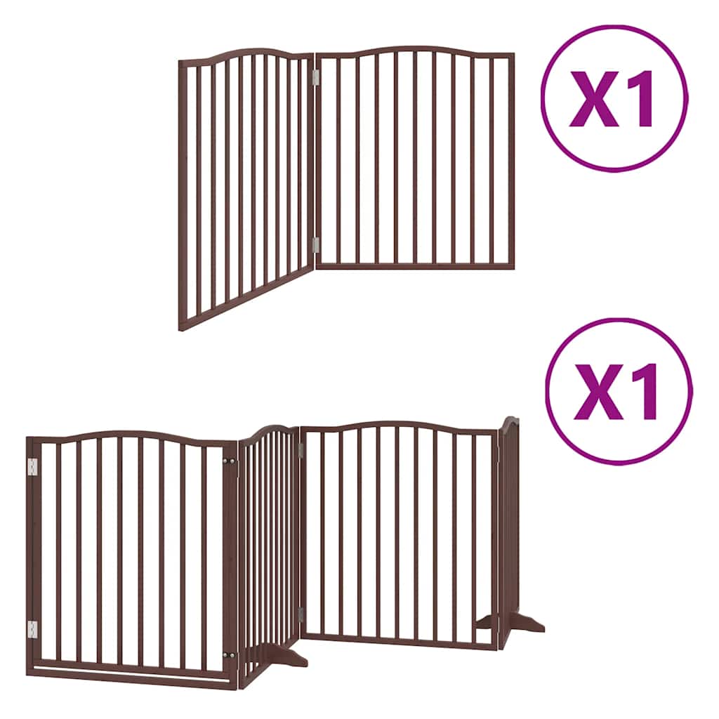 vidaXL Zábrana pro psy s dvířky skládací 6 panelů hnědá 480 cm topol